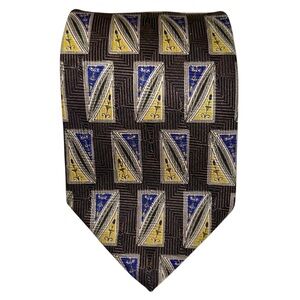 Robert Talbott Best of Class Tie Italy Silk Geometric Dark Brown 58x3.75” USA